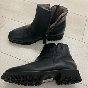 NIB Sesto Meucci Black Leather Shearling Booties size 7.5 N